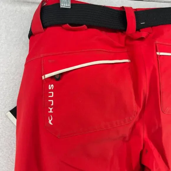 KJUS Snowpants 34 XS Adrenaline Thinsulate Flex Ski Snowboard Belted Red
